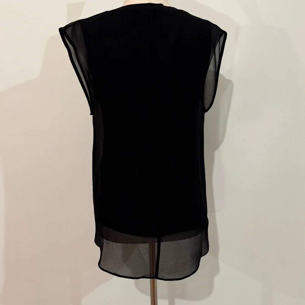 ZARA Black V-Neck Sleeveless Chiffon-Layer Camisole - Picture 4 of 7